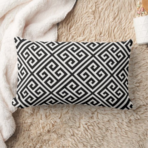 Black and White Greek Key Pattern Lumbar Pillow