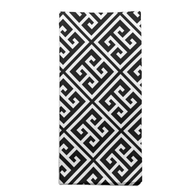 Black and White Greek Key Pattern Napkin (Folded)