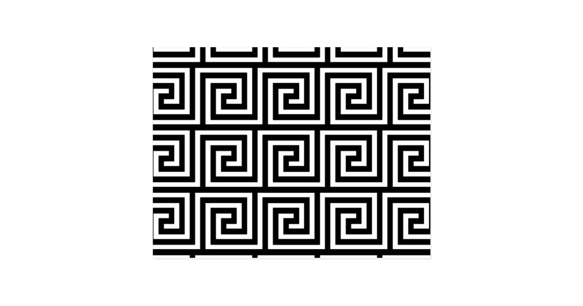 Black and White Greek Key Pattern Postcard | Zazzle