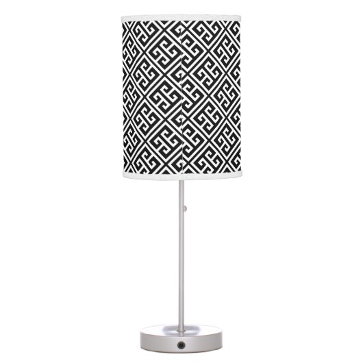 Black and White Greek Key Pattern Table Lamp (Back)