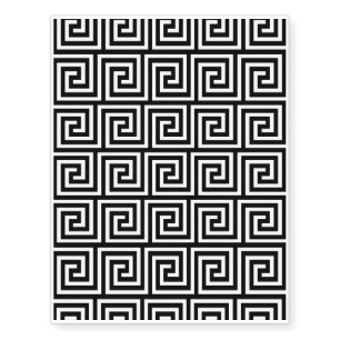 Black and White Greek Key Pattern Temporary Tattoos