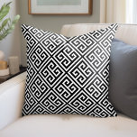 Black and White Greek Key Pattern Throw Pillow<br><div class="desc">Design your own custom throw pillow in any color to perfectly coordinate with your home decor in any room! Use the design tools to change the background color behind the white Greek key pattern, or add your own text to include a name, monogram initials or other special text. Every pillow...</div>