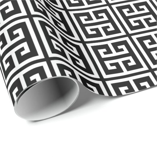 Black and White Greek Key Pattern Wrapping Paper | Zazzle