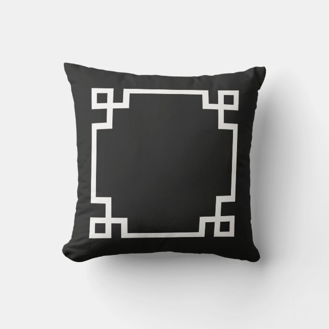 Black and White Greek Key Throw Pillow (Front)