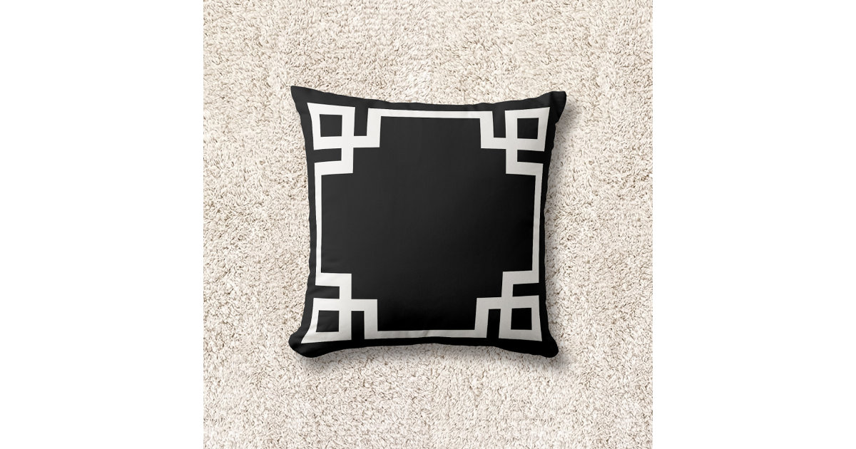 Black and White Greek Key Throw Pillow Zazzle