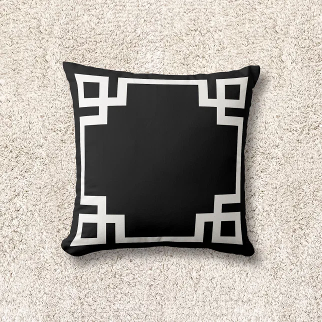 Black and White Greek Key Throw Pillow Zazzle