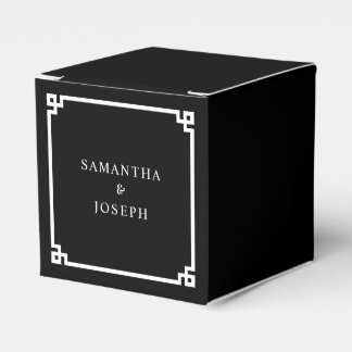 Black and White Greek Key Wedding Favor Boxes