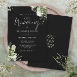 Black And White Greenery Leaves Monogram Wedding Invitation<br><div class="desc">This elegant botanical greenery leaves wedding invitation can be personalized with your information in chic typography with your monogram initials on the reverse. Designed by Thisisnotme©</div>