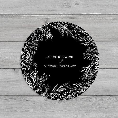 Black and White Greenery Wedding Envelope Seals