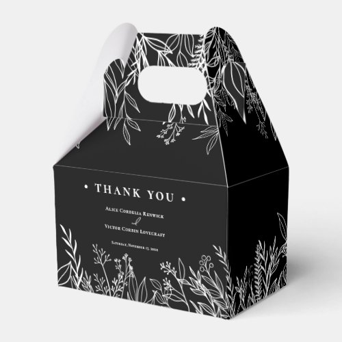 Black and White Greenery Wedding Favor Boxes