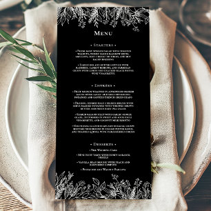 Black and White Greenery Wedding Flat Menu