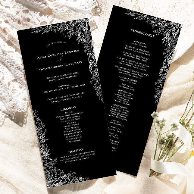 Black and White Greenery Wedding Flat Program (Creator Uploaded)