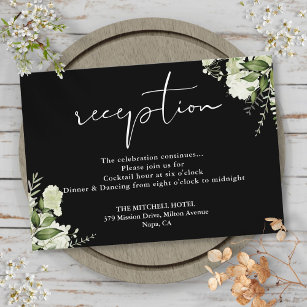 Black And White Greenery Wedding Reception Enclosure Card