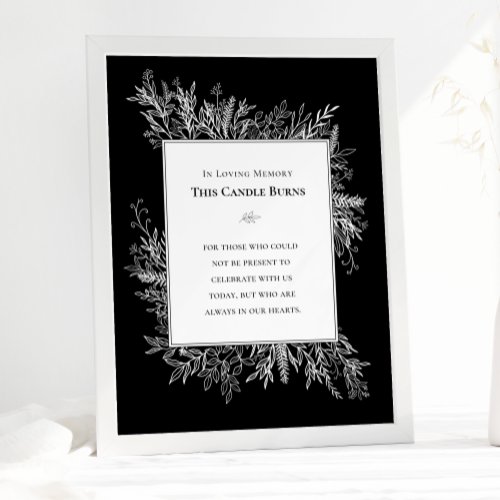 Black and White Greenery Wedding This Candle Burns Poster