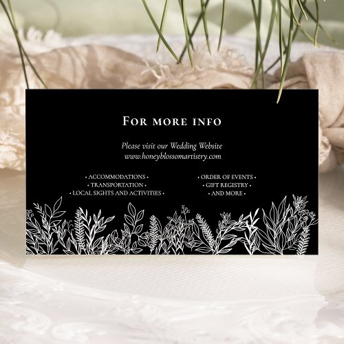 Black and White Greenery Wedding Website Enclosure Card