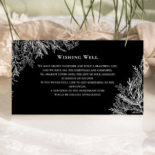 Black and White Greenery Wedding Wishing Well Enclosure Card