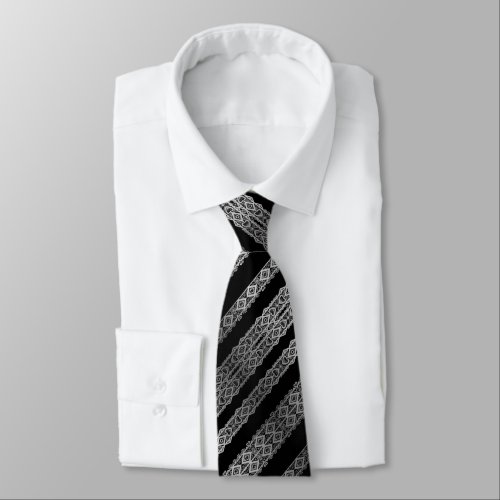 black and white grey silver tie