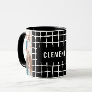 Black and white grid 4 photo modern minimal simple mug