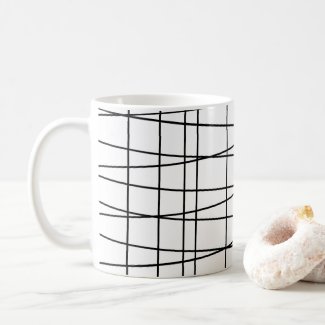 Black and White Grid Lines Coffee Mug