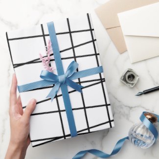 Black and White Grid Lines Wrapping Paper