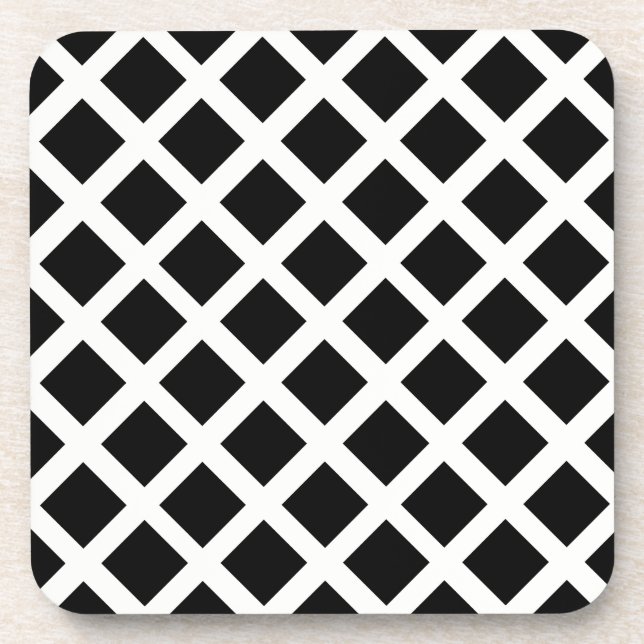 Black And White Grid Optical Illusion Pattern Beverage Coaster (Front)