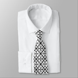 Black and white grid pattern neck tie