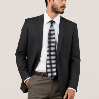 Black and white grid pattern neck tie