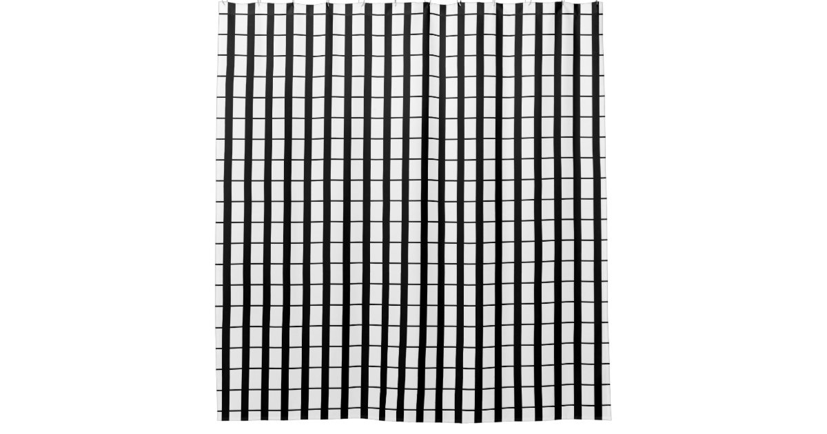 Black and White Grid Shower Curtain Zazzle