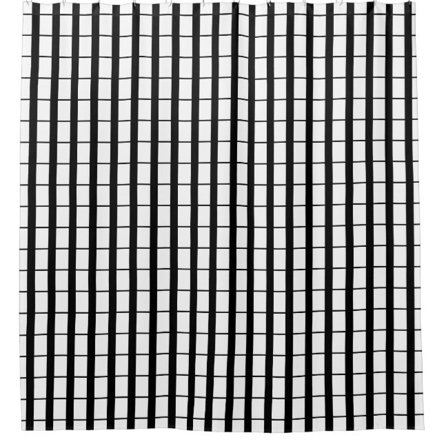 Black and White Grid Shower Curtain (Front)
