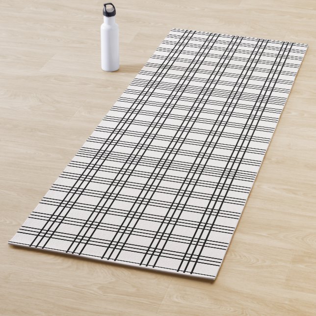 Black and White Grid Yoga Mat (In Situ)