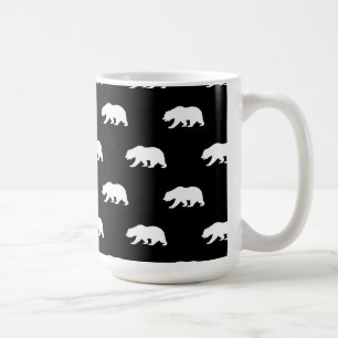 Black and White Grizzly Bear Pattern Coffee Mug