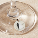 Black And White Groom Design Champagne Wedding Wine Charm