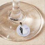 Black And White Groom Design Lavender Wedding Wine Charm