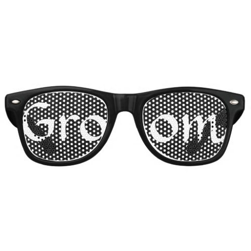 Black and White Groom Fun Bachelor Party Retro Sunglasses