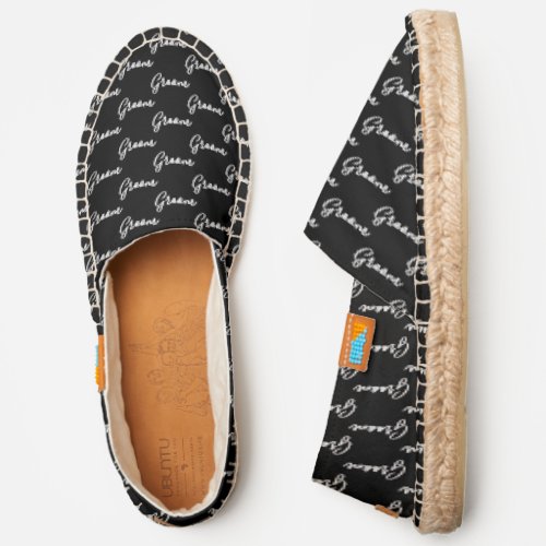 Black and White Groom Typography Pattern  Wedding Espadrilles