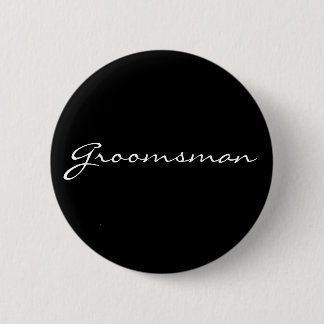 Black and White Groomsman Button