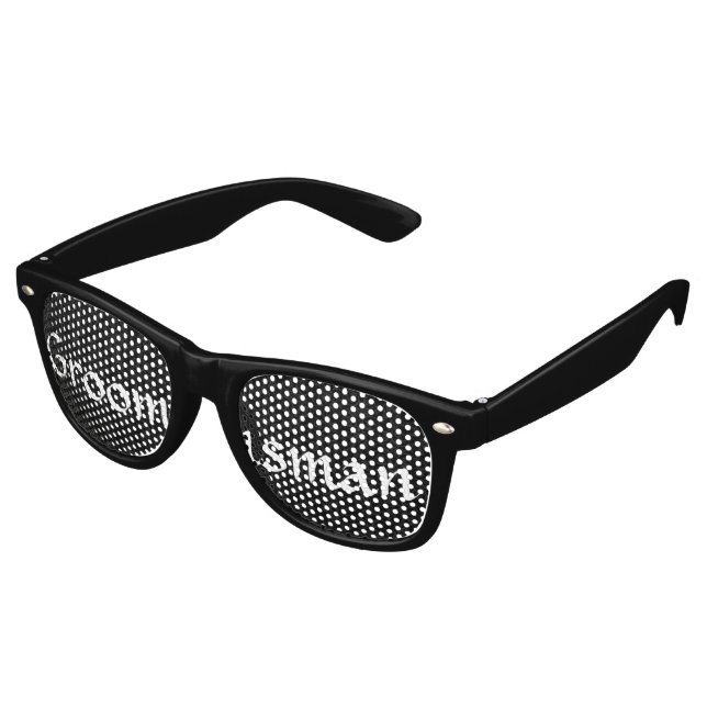 Black and White Groomsman Fun Bachelor Party Retro Sunglasses (Angled)