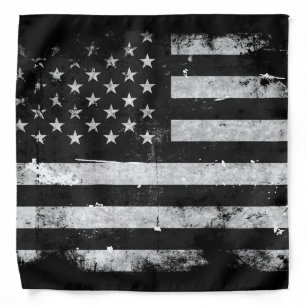 Black and White Grunge American Flag Bandana