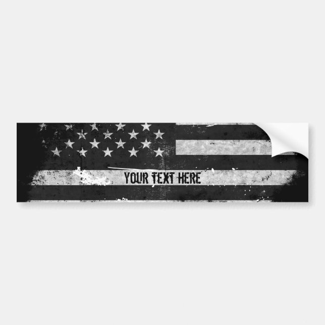 Black and White Grunge American Flag Bumper Sticker (Front)