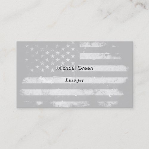 Black and White Grunge American Flag Business Card