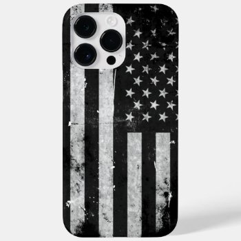 Black And White Grunge American Flag Case-mate Iphone 14 Pro Max Case by electrosky at Zazzle