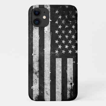 Black And White Grunge American Flag Iphone 11 Case by electrosky at Zazzle