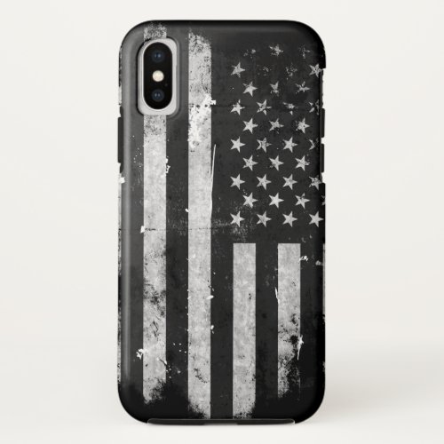 Black and White Grunge American Flag iPhone X Case