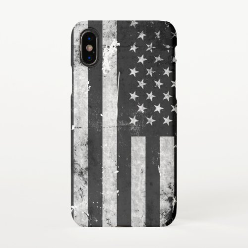 Black and White Grunge American Flag iPhone XS Case