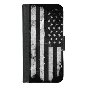 Black and White Grunge American Flag iPhone 8/7 Wallet Case