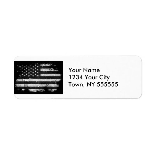Black and White Grunge American Flag Label