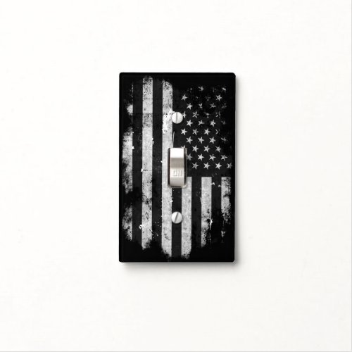 Black and White Grunge American Flag Light Switch Cover