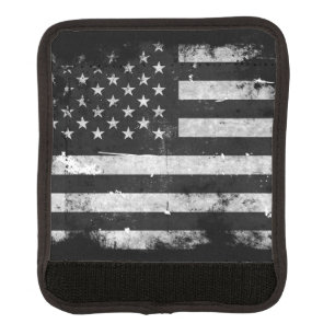 Black and White Grunge American Flag Luggage Handle Wrap