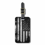 Black and White Grunge American Flag Luggage Tag