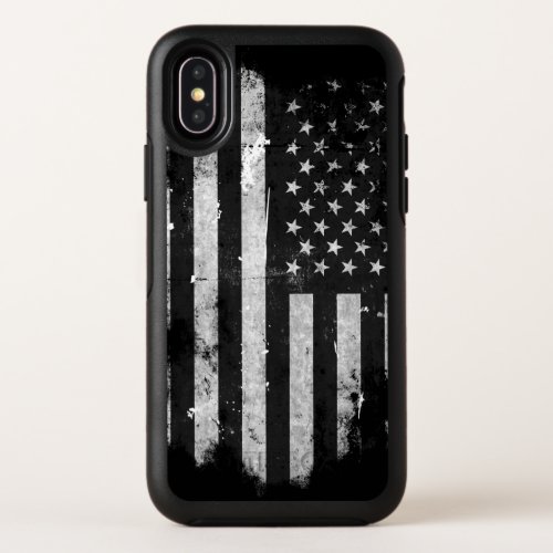 Black and White Grunge American Flag OtterBox Symmetry iPhone X Case